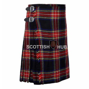 Handmade Black Stewart Tartan Kilt: 5-Yard Wool Highland Kilt