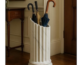 Luxury Umbrella Stand - Bespoke Modern minimalist – Elegant Entryway Decor – White Marble - Umbrella holder
