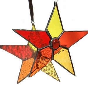 Star Suncatcher, Red Window Hanging, Stained Glass Sun Catcher image 1