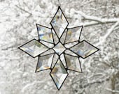 Stained Glass Star Sun Catcher Beveled Suncatcher Snowflake Christmas Beveled Window Hanging (9bv Large)