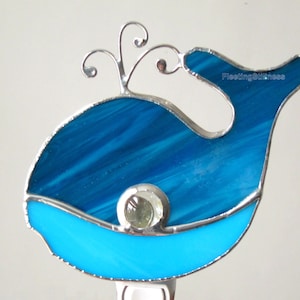 Blue Whale Stained Glass Baby Night Light Wall Plug In image 1