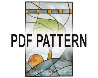 Pattern for Stained Glass - Windy Sunrise Window Panel