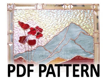 Stained Glass Pattern - Mountain Poppies Window Panel