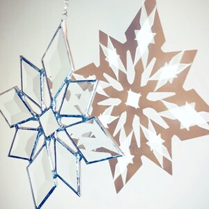 Star Beveled Suncatcher SET of 6, Beveled Glass Snowflake, Window Hanging Gift image 2