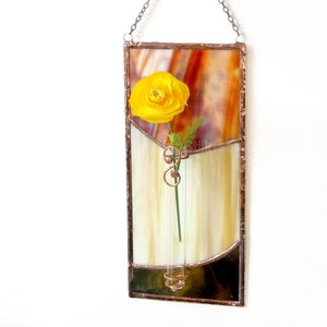 Wall Bud Vase, Mid Century Modern Wall Hanging Window Hanging image 1