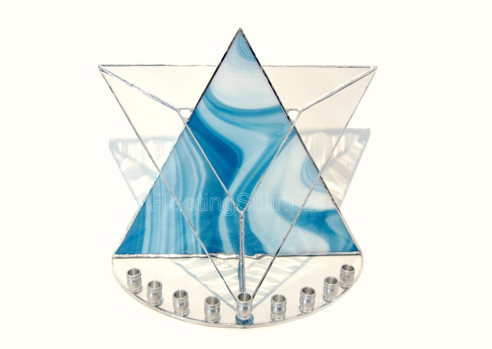 Menorah Stained Glass Modern Geometric Judaica Hanukkah Candle Holder Chanukkah Handmade TO ORDER
