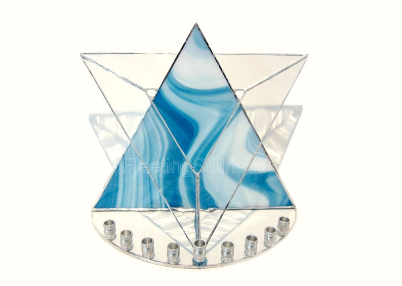 Menorah Stained Glass Modern Menorah Geometric Judaica Etsy