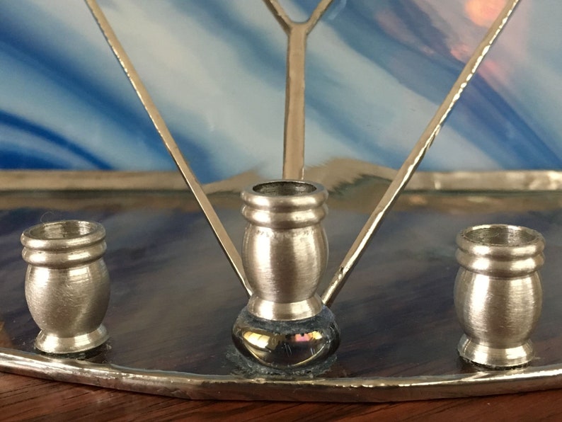 Menorah Stained Glass Modern Menorah Geometric Judaica Etsy