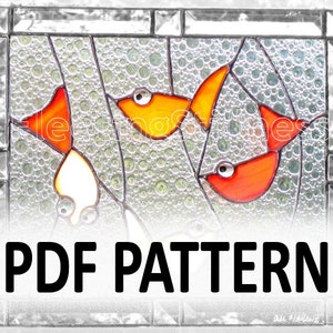 Pattern for Stained Glass - Four Gold Fish Window Panel