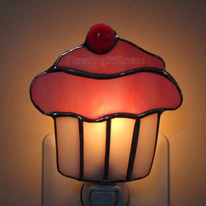 Cupcake Stained Glass Night Light, Child Nightlight Gift image 2