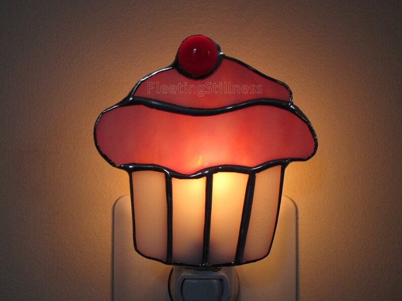 Cupcake Stained Glass Night Light, Child Nightlight Gift image 2