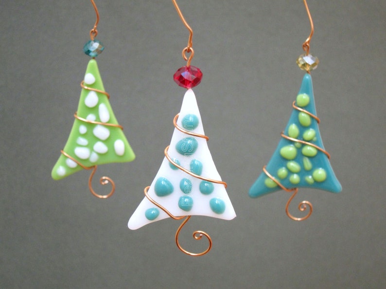 Christmas Tree Ornaments 3 Polka Dot Party Favors Green Gift image 1