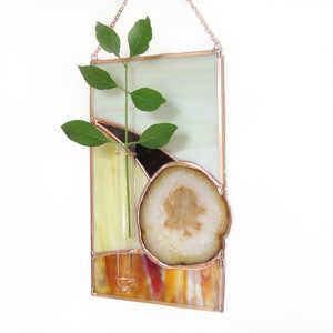 Wall Decor Mid Century Modern Bud Vase Stained Glass Gift image 8