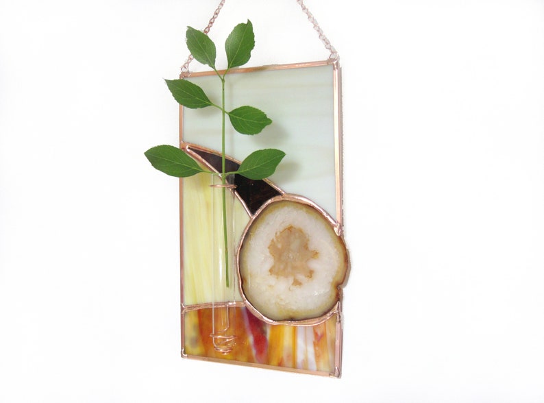 Wall Decor Mid Century Modern Bud Vase Stained Glass Gift image 8