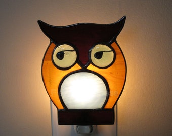 Owl Nursery Night Light Stained Glass