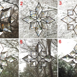 Star Suncatcher Beveled Glass Christmas Snowflake Window Hanging Gift image 7