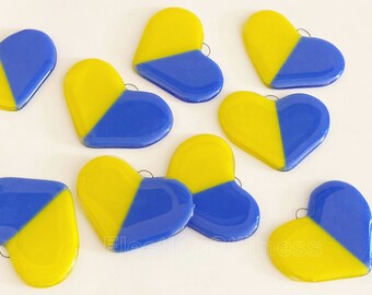 Ukrainian Heart Ornament, Ukraine Gift, Yellow Blue Heart