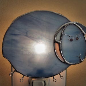 White Sheep Nursery Night Light Stained Glass, Nightlight zdjęcie 9