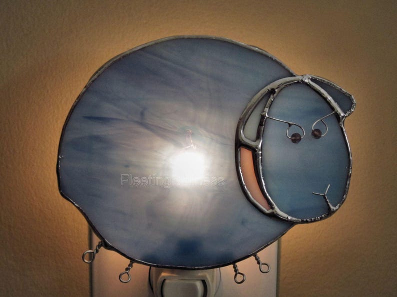 White Sheep Nursery Night Light Stained Glass, Nightlight zdjęcie 9