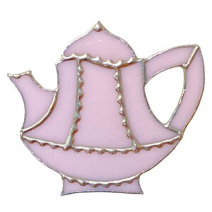 Teapot Night Light Stained Glass Pink Nightlight Gift