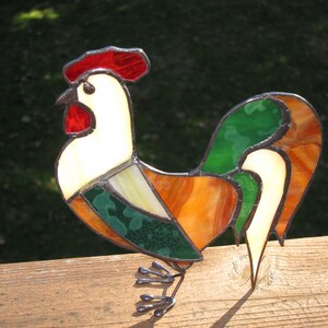 Stained Glass Rooster Rustic 3D Ornament Stand-Up image 3