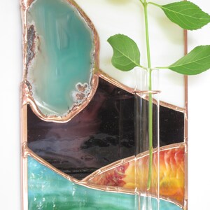 Wall Decor Mid Century Modern Bud Vase Stained Glass Gift image 7