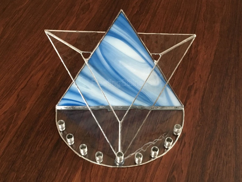 Menorah Stained Glass Modern Menorah Geometric Judaica Etsy
