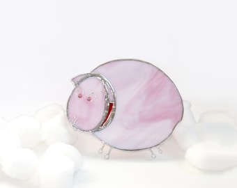 Pink Sheep Night Light Stained Glass Nursery Nightlight Gift Sweet Dreams