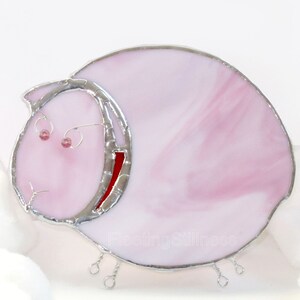 Pink Sheep Night Light, Child Stained Glass Nursery Night Light Gift image 2