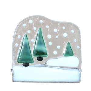 Christmas Decoration Stained Glass Candle Holder Snow Christmas Tree Bild 4