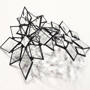 Star Sun Catcher SET of 3, Gift Beveled Glass Snowflake Window Hanging Gift image 2