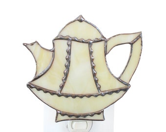 Night Light Tea Pot, Kitchen Stained Glass Nightlight Gift