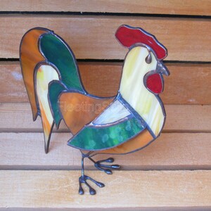 Stained Glass Rooster Rustic 3D Ornament Stand-Up image 5