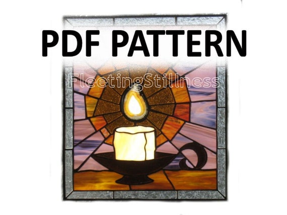 Stained Glass Burning Candle Window Panel Pattern (PDF Pattern)