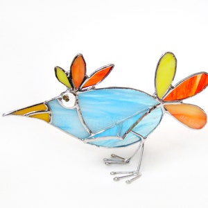 Blue Bird Stained Glass 3D Stand-Up Rainbow Ornament Desk Accessories