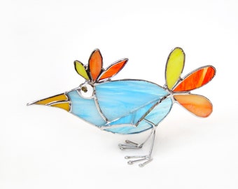 Blue Bird Stained Glass 3D Stand-Up Rainbow Ornament Desk Accessories