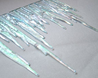 Glass Icicles Christmas Ornament Fused Glass Window Decor Suncatcher