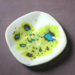 Nebula Mid Century Modern Fused Glass Plate Abstract 8x8 image 1