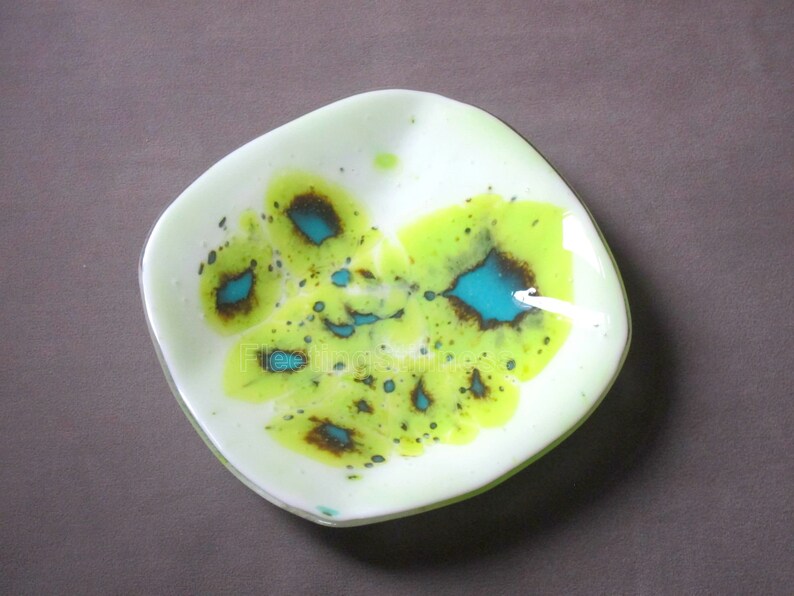 Nebula Mid Century Modern Fused Glass Plate Abstract 8x8 image 1