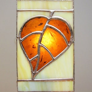 Leaf Stained Glass Night Light, Amber Brown Nightlight, Wall Plug In