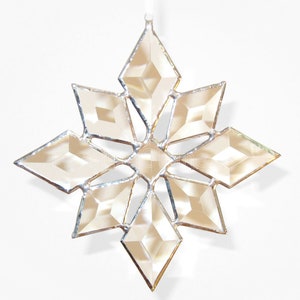 Star Suncatcher Beveled Glass Christmas Snowflake Window Hanging Gift image 3