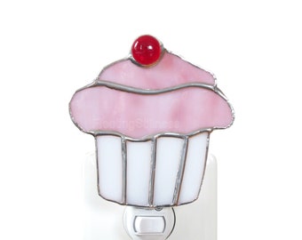 Cupcake Stained Glass Night Light, Child Nightlight Gift