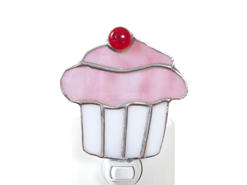 Cupcake Stained Glass Night Light, Child Nightlight Gift image 1