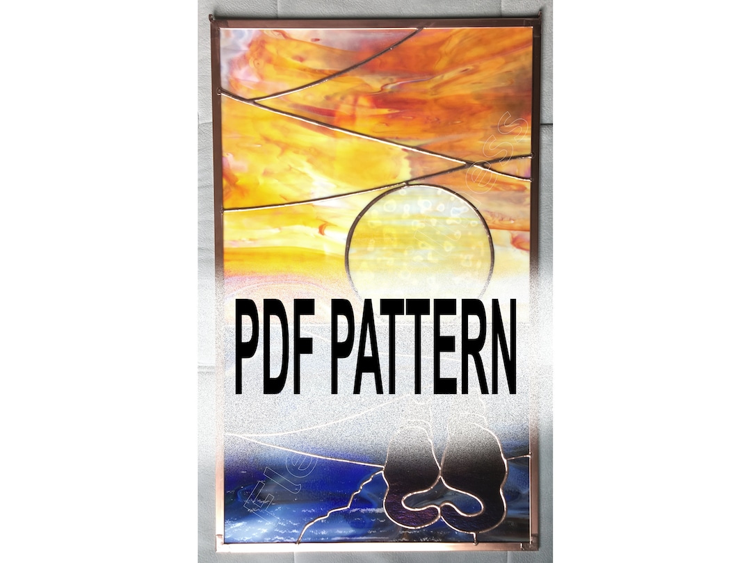 Hawainn Pattern Window Pattern for Stained Glass - Cats and Hawaiian Sunset Window Panel - Etsy