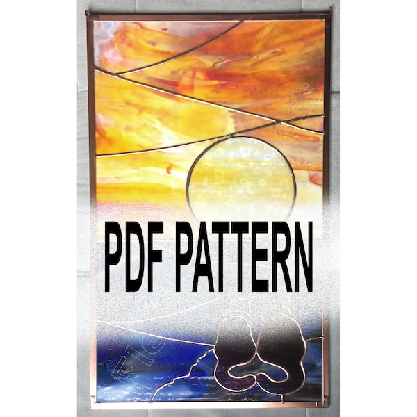 Pattern for Stained Glass - Cats and Hawaiian Sunset Window Panel