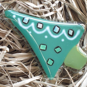 Set of 3 Christmas Tree Ornaments Fused Glass Party Favor image 4