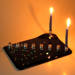 Hanukkah Menorah Chanukah Candle Holder Fused Glass Menorah Judaica image 3