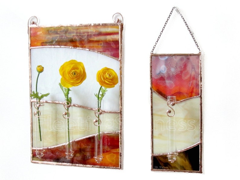 Wall Bud Vase, Mid Century Modern Wall Hanging Window Hanging image 4