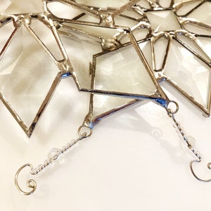 Star Sun Catcher SET of 3, Gift Beveled Glass Snowflake Window Hanging Gift image 5