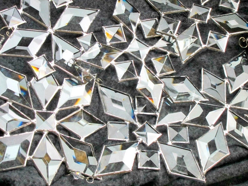 Star Beveled Suncatcher SET of 6, Beveled Glass Snowflake, Window Hanging Gift image 5
